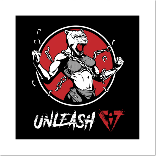 "White Lioness" of UnleashFIT by Dave Franciosa (White lettering) Posters and Art